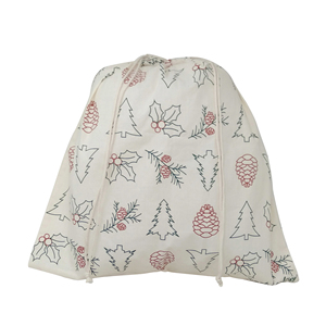 Sac à cordon en coton et jute écologique 20*25cm blanc noir fabriqué sur mesure avec logo personnalisé et impression sérigraphique - Product Image 4