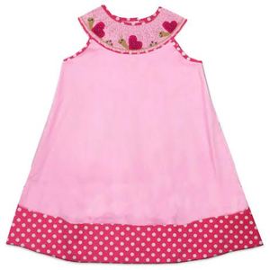 Robe smockée pour bébés filles, en rose, mignon, amour, saint valentin, nouveauté, - Product Image 1