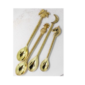 Cuillère en laiton pour vaisselle décorative, vente en gros,, à long manche et design de palmier, pour la cuisine domestique - Product Image 4