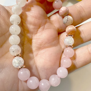 <span class=keywords><strong>Piedra</strong></span> Lunar rosa <span class=keywords><strong>de</strong></span> cuarzo rosa ópalo y cuarzo agrietado, pulsera <span class=keywords><strong>de</strong></span> cristal <span class=keywords><strong>de</strong></span> 8mm - Product Image 3