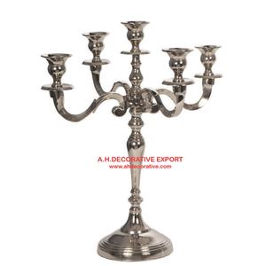 Silver Candelabra with 5 Arms <b>Candle</b> Stand Vintage Decorative High Quality Decorated Metal Handmade Candelabra For Sale - Product Image 5