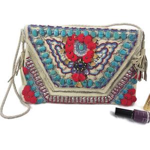 Seitarini-pochette à perles en coton indien, banane pour femmes, sacs à main, travail en pierre - Product Image 1