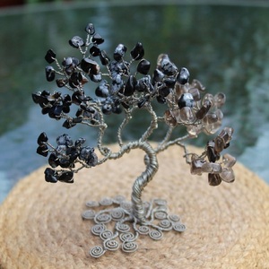 Arbre de vie en obsidienne et Quartz fumé, Figurine flocons de neige, ornement de Table en cristal, sculptée à la main, Art solaire, cadeaux de décoration - Product Image 6