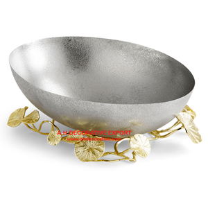 Bol de service alimentaire en aluminium finition argent de luxe martelé à la main pour centres de Table - Product Image 3