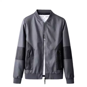 Chaqueta de cuero con cremallera informal para hombre de otoño e invierno, ropa para hombre, chaqueta de moda de cuero de manga larga delgada - Product Image 2