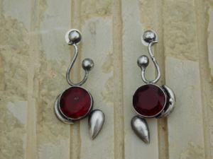 new designer latest treanding <b>handmade</b> brass silver look alike stone stud ethnic <b>earings</b> for girls and women - Product Image 3