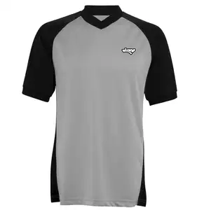 运动服篮球裁判衬衫灰色细条纹黑色侧面板裁判球衣成人v领篮球裁判衬衫