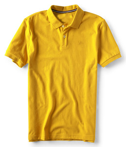 T-shirt uni à col polo pour hommes en coton mélangé doré 100% coton sur mesure polo respirant à manches courtes pour hommes - Product Image 1