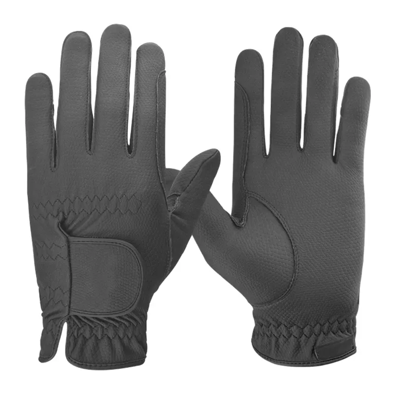 Reit handschuhe Vier-Wege-Rücken Kunstleder Palm Silikon druck Tragbare benutzer definierte Logo Leder Reit handschuhe