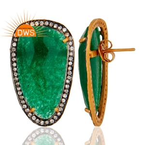 Designer Sterling <b>Silver</b> <b>Stud</b> Earring Green Aventurine Gemstone Earring Supplier Dainty Collection Classic Collection - Product Image 3
