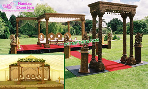 Exquisite Wooden <b>Wedding</b> Mandap Guyana Masterpiece Wooden Mandap for Indian <b>Wedding</b> Special <b>Wedding</b> Wooden Platinum Mandap USA - Product Image 5