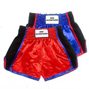 Pantalones cortos de boxeo tailandeses personalizados, nuevo estilo, bordado con logo impreso, apliques de trabajo - Product Image 1