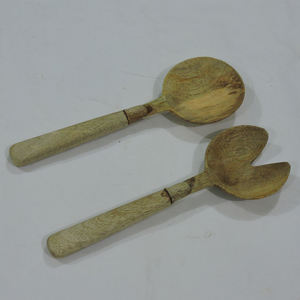 Serveur à salade en bois multicolore pour la vente en gros Cuillère et fourchette à salade personnalisée en usine Grand serveur de mélange pour fruits - Product Image 3