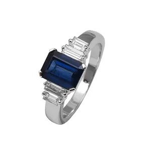 Neu Neueste Einzigartige blaue Saphir Edelstein Ring Sterling Silber Zirkon Ring mit Hochzeits feier Schmuck