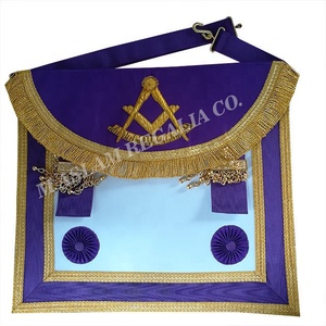 AASR Scottish Rite Master Mason Apron | Hand Embroidery Aprons | Tartan Fabric Half Circle Flap - Product Image 5