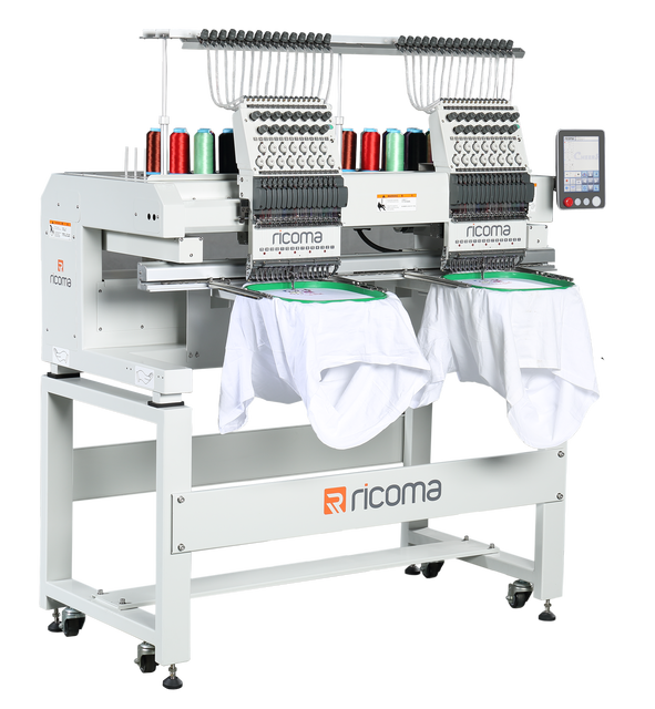 RICOMA Two Heads Portable Computerized Embroidery Machine MT-1202/ MT-1502 Clothes and Hats Embroidery Machines