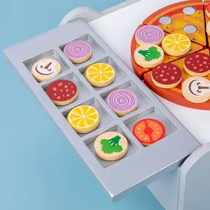 어린이 나무 시뮬레이션 피자 컷 홈 역할 놀이 장난감