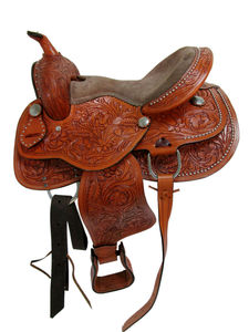 Premium Y & Z 14 "-18" Barril de cuero occidental genuino Wade Asiento de sillín Durable Horse Tack Set Árbol de fibra Herrajes de acero inoxidable - Product Image 4