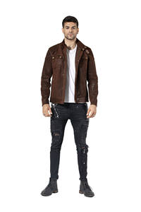 เสื้อแจ็คเก็ต Nappa หนังแท้สำหรับผู้ชาย, เสื้อแจ็กเก็ตแบบหนาเนื้อผ้าระบายอากาศระบายอากาศปรับแต่งโลโก้ได้สำหรับฤดูใบไม้ผลิฤดูหนาว - Product Image 2