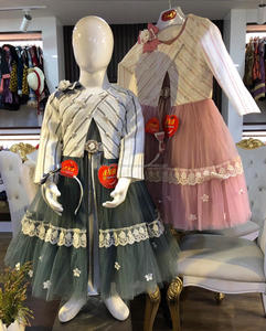 Rayure V koti avec fantaisie net robe nouveau parti porter fantaisie conception koti avec robe pour bébé fille - Product Image 2