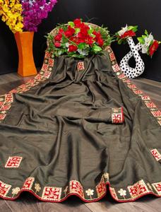 Saree pour vêtement ethnique, vêtements de fête pour mariage, vêtements pour femmes avec chemisier, vente en gros à bas prix, vêtements de travail en Georgette, séquence de broderie lourde - Product Image 2