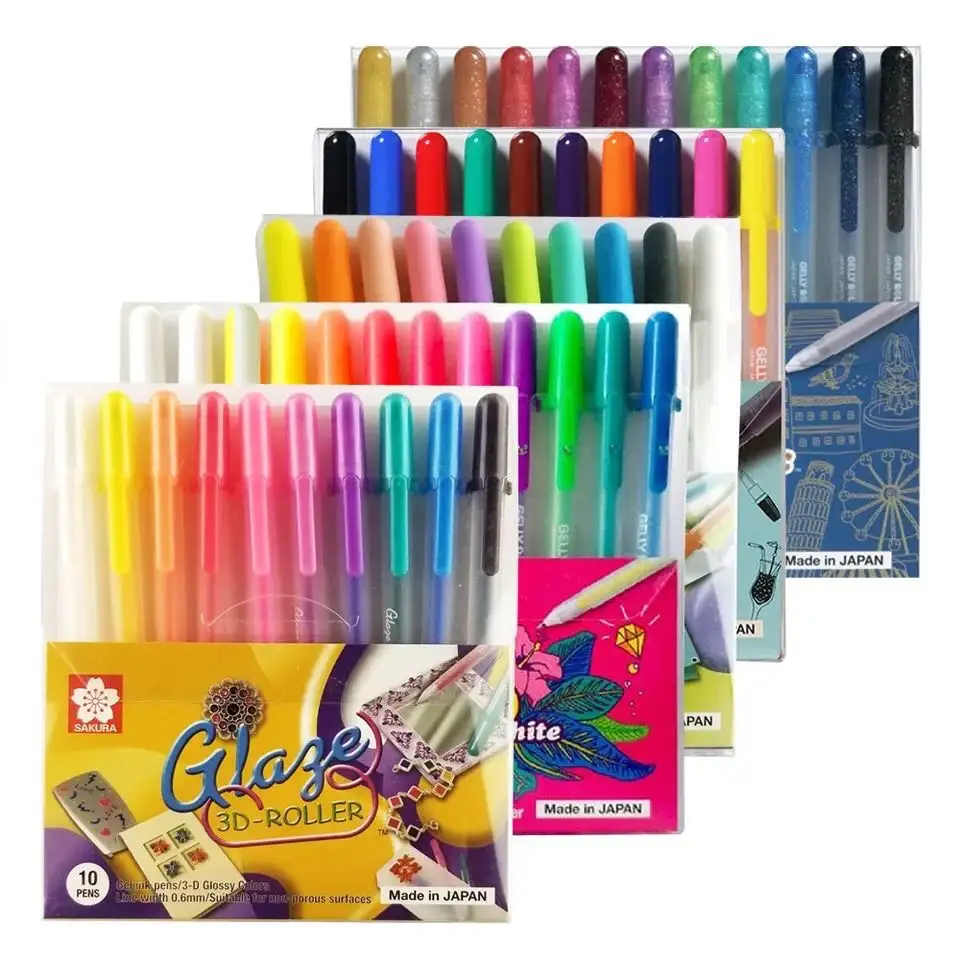 Sakura 10/12/Thiết Lập Màu Trắng Gelly CuộN Gel Pen Set Ánh Trăng Huỳnh Quang Kim Loại Thường Xuyên 3D Stardust Nhật Bản