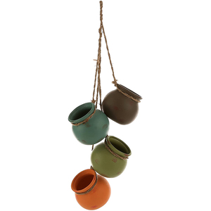 Southwest <strong>Desert</strong> Color Ceramic 4 <strong>Pot</strong> Set Wall or Ceiling Mount Hanging Mini Flower Planters - Product Image 1