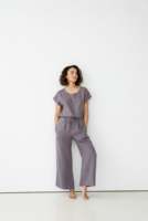 Baju Tidur Wanita Linen India, Baju Tidur Wanita Longgar Lengan Panjang, Baju Tidur Linen Panjang Set Pendek 100%