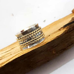 แหวนสปินเนอร์เงินสเตอร์ลิงทำด้วยมือ925ดีไซน์ไม่เหมือนใครสำหรับการทำสมาธิรับรอง IGI แหวนชั้นดีสำหรับงานแต่งงาน - Product Image 2