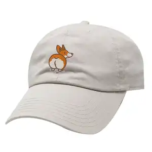 コーギーバット刺繍非構造化野球帽、カスタムロゴアウトドアスポーツキャップお父さん帽子、OEMベトナム帽子ゴルフキャップ帽子
