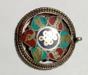 Nouvelle arrivée tibétain bouddhiste Mantra pendentifs religieux bijoux en alliage avec pierre turquoise - Product Image 4