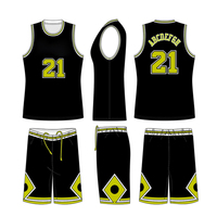 Uniforme de Baloncesto Personalizado Unisex Transpirable de Talla Grande en Color Negro, Conjuntos de Camisetas de Baloncesto para Equipos, Hecho en Pakistán