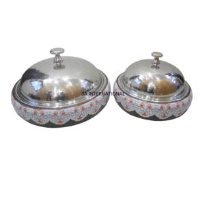 Marmite de stockage d'aliments chauds au design personnalisé casserole décorative faite à la main de qualité durable en métal pour le service des aliments - Product Image 1