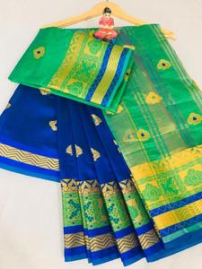 Nuevo aspecto atractivo ropa de fiesta brocado, seda de sari con blusa de las mujeres indias desgaste sari barato precio bajo al por mayor surat - Product Image 4