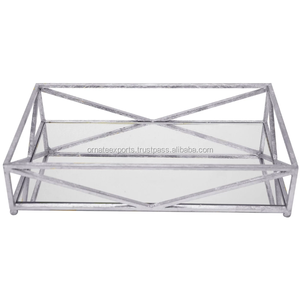 Bandeja Rectangular Resistente Hecha a Mano al por Mayor, Acabado Pulido, Material de Hierro Dorado y Acrílico, Decorativa para Restaurantes - Product Image 2