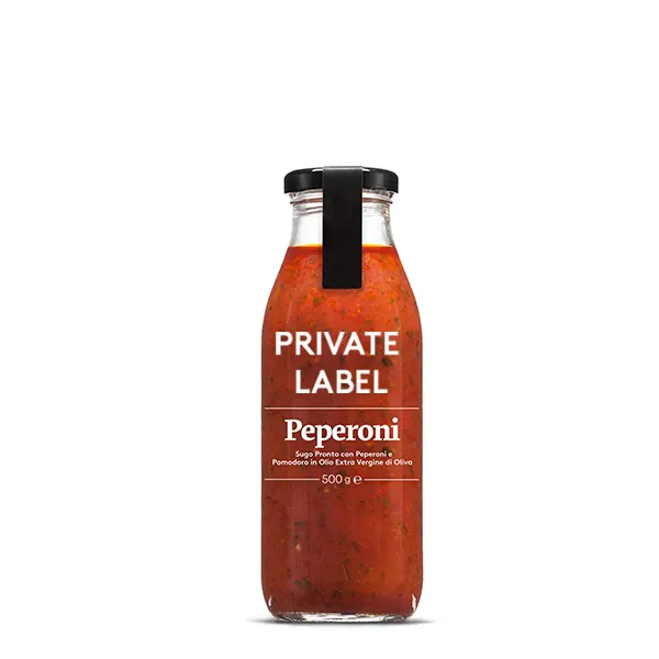 Private label Italian Tomato sauce with peppers 500 ml bottle for retails