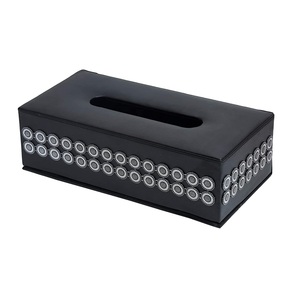 Boîte à mouchoirs décorative en cuir noir de style professionnel haut de gamme, de forme rectangulaire, pour voiture, bureau et maison. - Product Image 1