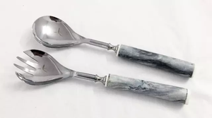 Set Of 2 Stainless Steel With Agates Handle <b>Salad</b> Server or <b>Salad</b> <b>Spoons</b> For Home Hotel Restaurant Use Indian Handmade - Product Image 6