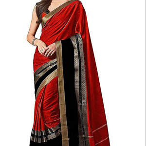 Sari Indio Katan, Último Diseño, para Fiestas y Bodas, Sari de Mujer en Georgette, Seda, Viscosa y Rayón con Bordado, Blusa - Product Image 1