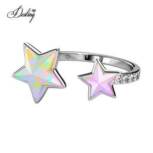 Doppio anello con stella Etoile impreziosito da cristalli <span class=keywords><strong>Swarovski</strong></span> in argento Sterling 925 <span class=keywords><strong>gioielli</strong></span> dasini miglior regalo di <span class=keywords><strong>gioielli</strong></span> di natale - Product Image 5