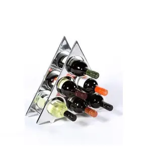 세련된 삼각형 모양의 광택 6 병 사용자 정의 로고 멋진 빈티지 와인 랙 병