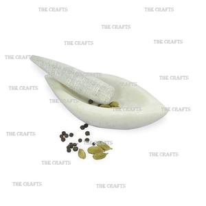 Mortero y Maja de Color blanco de mármol de la mejor calidad para hierbas de cocina especias trituración y molienda de ajo Imam Dasta - Product Image 1