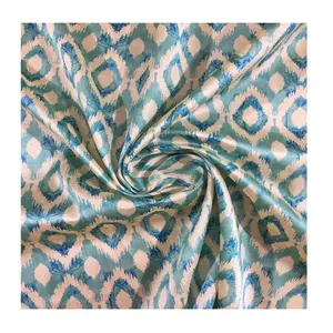 Royal Teal Color Diamond Shape Printed Cotton Fabric