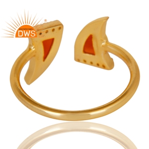 925 Sterling Silver <b>Adjustable</b> <b>Ring</b> Wholesale 14k Gold Plated Jewelry Glossy Red Onyx Gemstone <b>Ring</b> Jewelry Supplier - Product Image 3