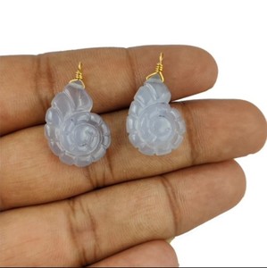 Blue Lace Agate <strong>Shell</strong> Pendant Gold Vermeil 925 Sterling Silver Wire Wrapped Pendant <strong>Shell</strong> Carved Charms Handmade Carved Pendants - Product Image 2