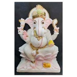 Handmade Decorative Marble Ganesh Sitting <b>Statue</b> - Product Image 1