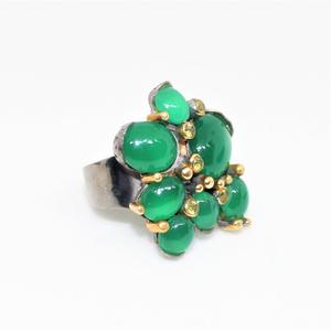 Designer Multi Stone Peridot and Onyx Gemstone Jewelry Gold Plated 925 Sterling Silver Black Rhodium <b>Ring</b> - Product Image 2