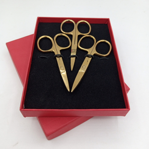 New Arrival Professional Gold Plasma <b>Mini</b> Eyebrows Scissor Sharp Straight Blade Stainless Steel Your Own Custom Logo Color - Product Image 1