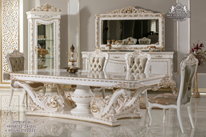 Bens — ensemble de Table à manger en bois de teck, meuble de luxe Style péruvien, finition argent blanc - Product Image 3