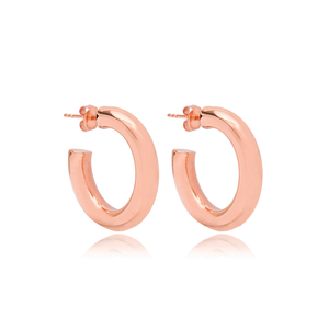 Pendientes de aro minimalistas de 26 mm hechos a mano, joyería de plata de ley 925 hecha a mano turca, hecha a mano en Turquía - Product Image 3